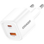 ESSAGER ES-CD54 mini adapter za brzo punjenje s USB-C / USB-A priključcima - 20W - bijeli