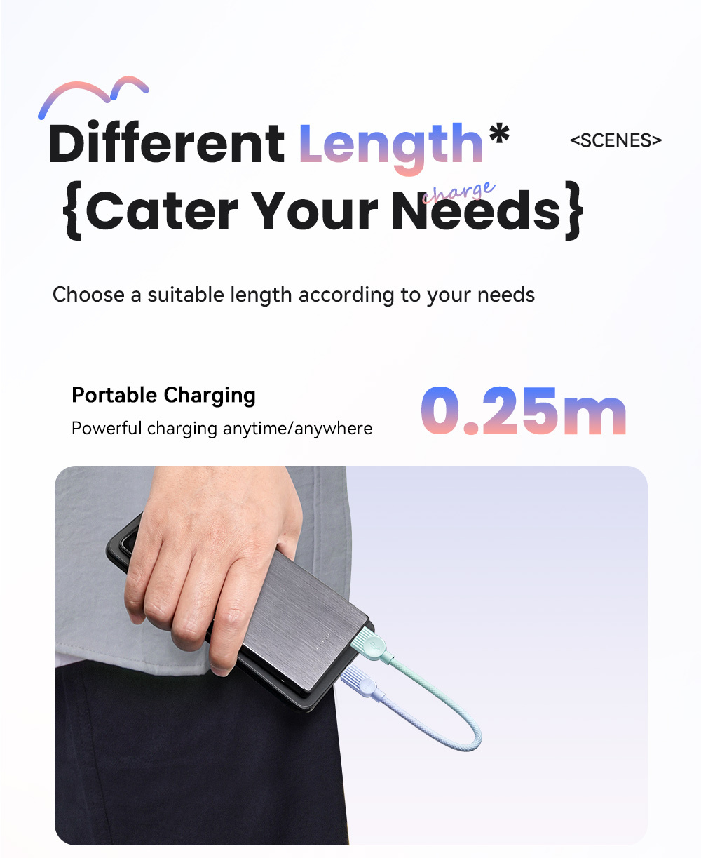 ESSAGER ES-X73 pleteni kabel za punjenje i prijenos podataka - USB-A na USB-C - 25 cm - mentol ljubičasta