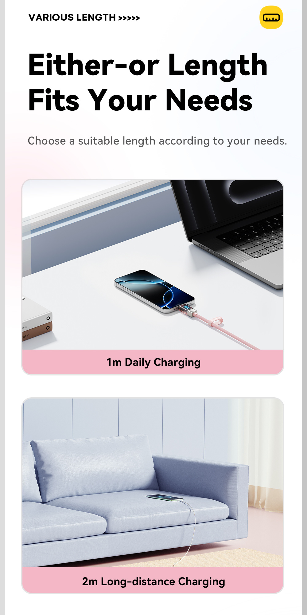 ESSAGER Crystal Clear pleteni kabel za punjenje i prijenos podataka - USB-C na Lightning - 1 m - plavo-ljubičasti
