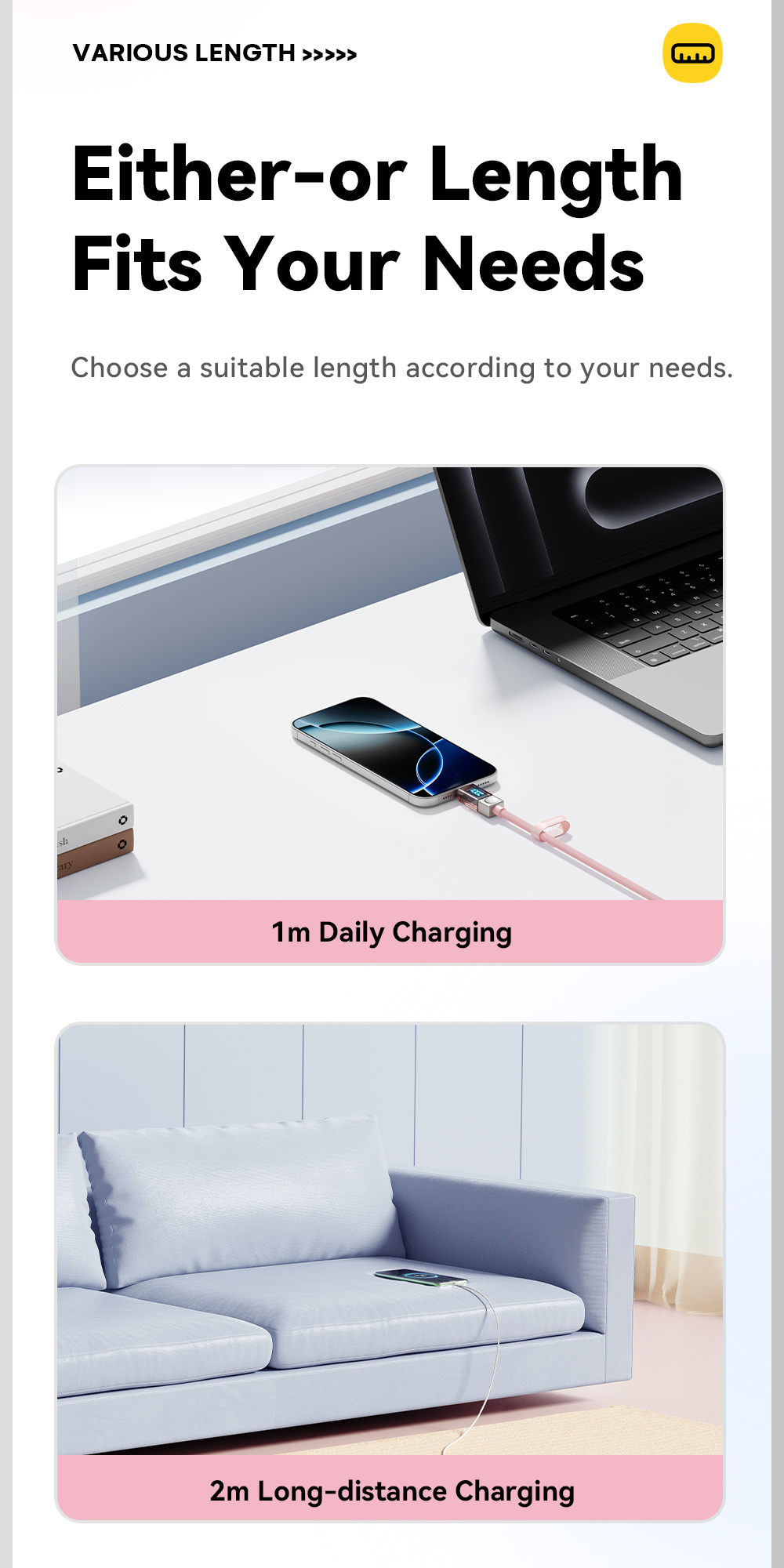 ESSAGER Crystal Clear pleteni kabel za punjenje i prijenos podataka - USB-C na USB-C - 2 m - ružičasta