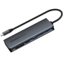 ESSAGER ES-HB01 7u1 hub - SSD disk / utor za SD / TF karticu / 2x USB-C / 2x USB-A na USB-C - tamnosivi