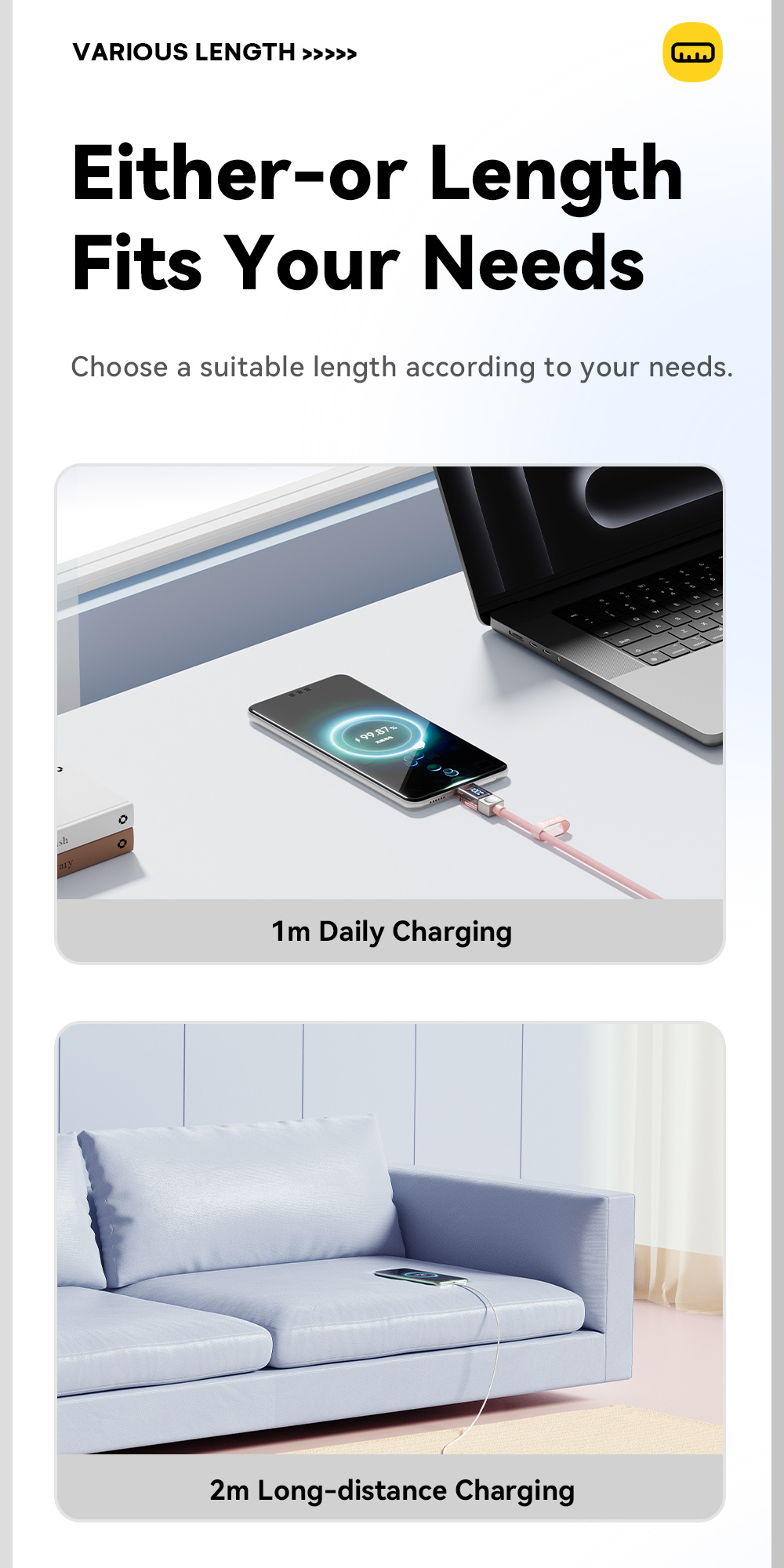 ESSAGER Crystal Clear pleteni kabel za punjenje i prijenos podataka - USB-A na USB-C - 2 m - ružičasti