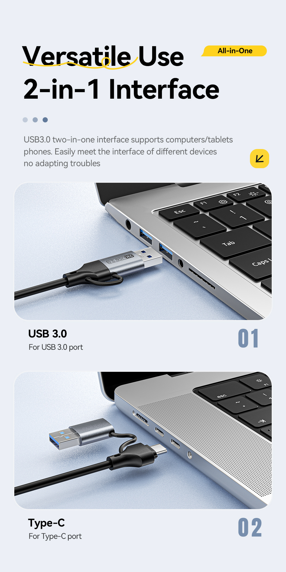 ESSAGER ES-CJK01 2u1 video adapter - HDMI na USB-C / USB-A - tamnosiva