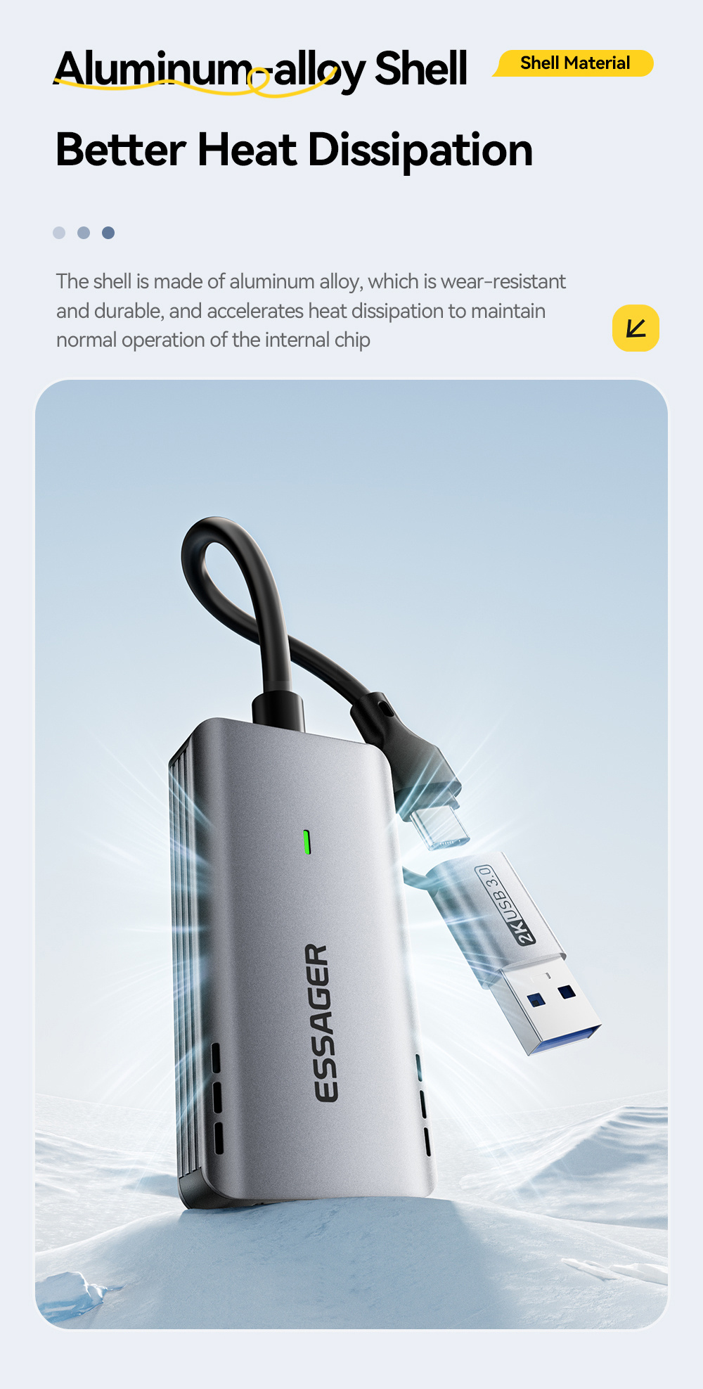 ESSAGER ES-CJK01 2u1 video adapter - HDMI na USB-C / USB-A - tamnosiva