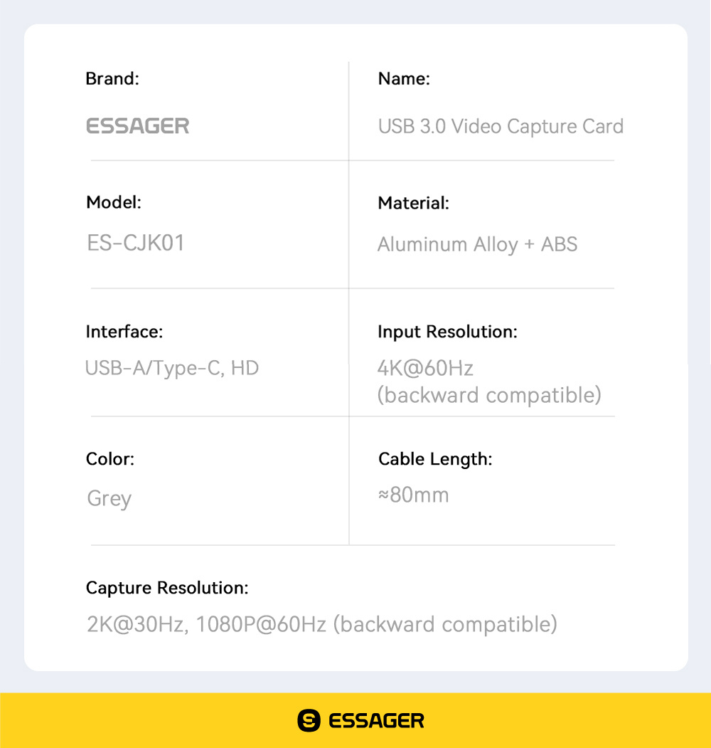 ESSAGER ES-CJK01 2u1 video adapter - HDMI na USB-C / USB-A - tamnosiva
