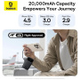 Baseus EnerFill FC31 Qpow 3 power bank s ugrađenim USB-C i Lightning kabelima i USB-C / USB-A portovima - 20 000 mAh - crna