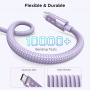 UGREEN Uno pleteni kabel za punjenje i prijenos podataka - USB-C na USB-C - 1 m - ljubičasti