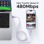 UGREEN Uno pleteni kabel za punjenje i prijenos podataka - USB-C na USB-C - 1 m - ljubičasti