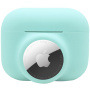 2v1 silikonska zaštitna ambalaža za AirPods Pro / AirTag 1 / 2 - tirkizni