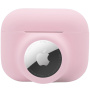 2v1 silikonska zaštitna ambalaža za AirPods Pro / AirTag 1 / 2 - ružičasti