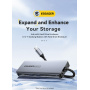 ESSAGER ES-HB01 6u1 hub - SSD disk / HDMI / 2x USB-C / 2x USB-A na USB-C - tamno sivi