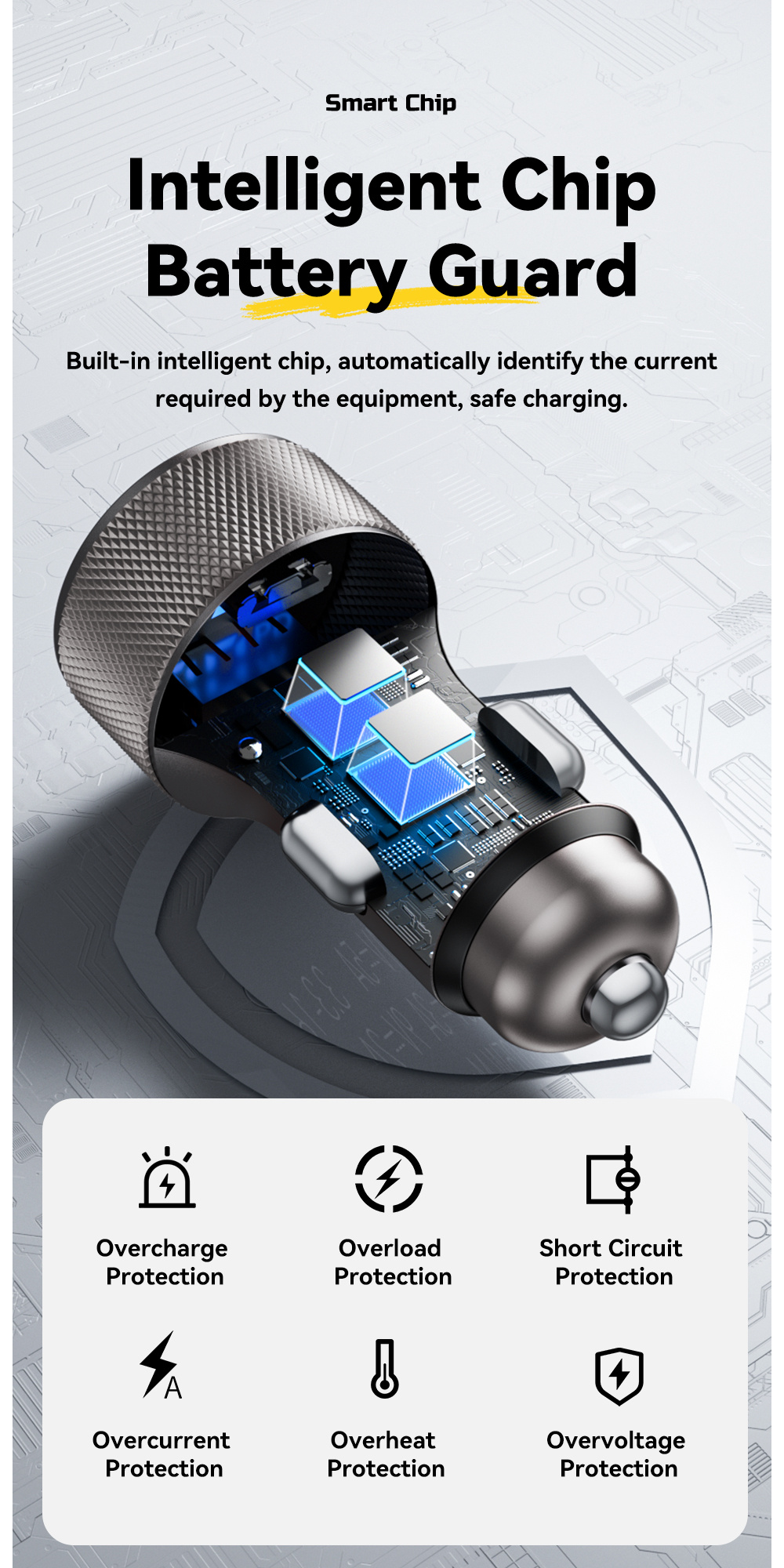 ESSAGER ES-CC21 auto punjač s portovima USB-C / USB-A - 45W - crni