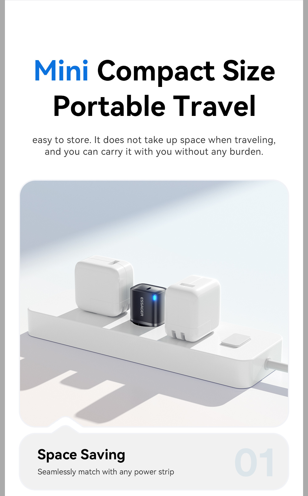 ESSAGER ES-CD53 adapter za brzo punjenje s USB-C portom - 20W - bijeli