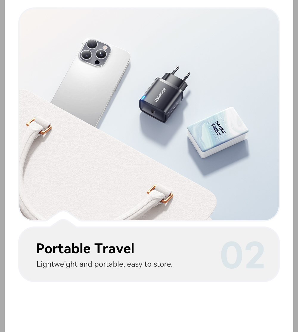 ESSAGER ES-CD53 adapter za brzo punjenje s USB-C portom - 20W - bijeli