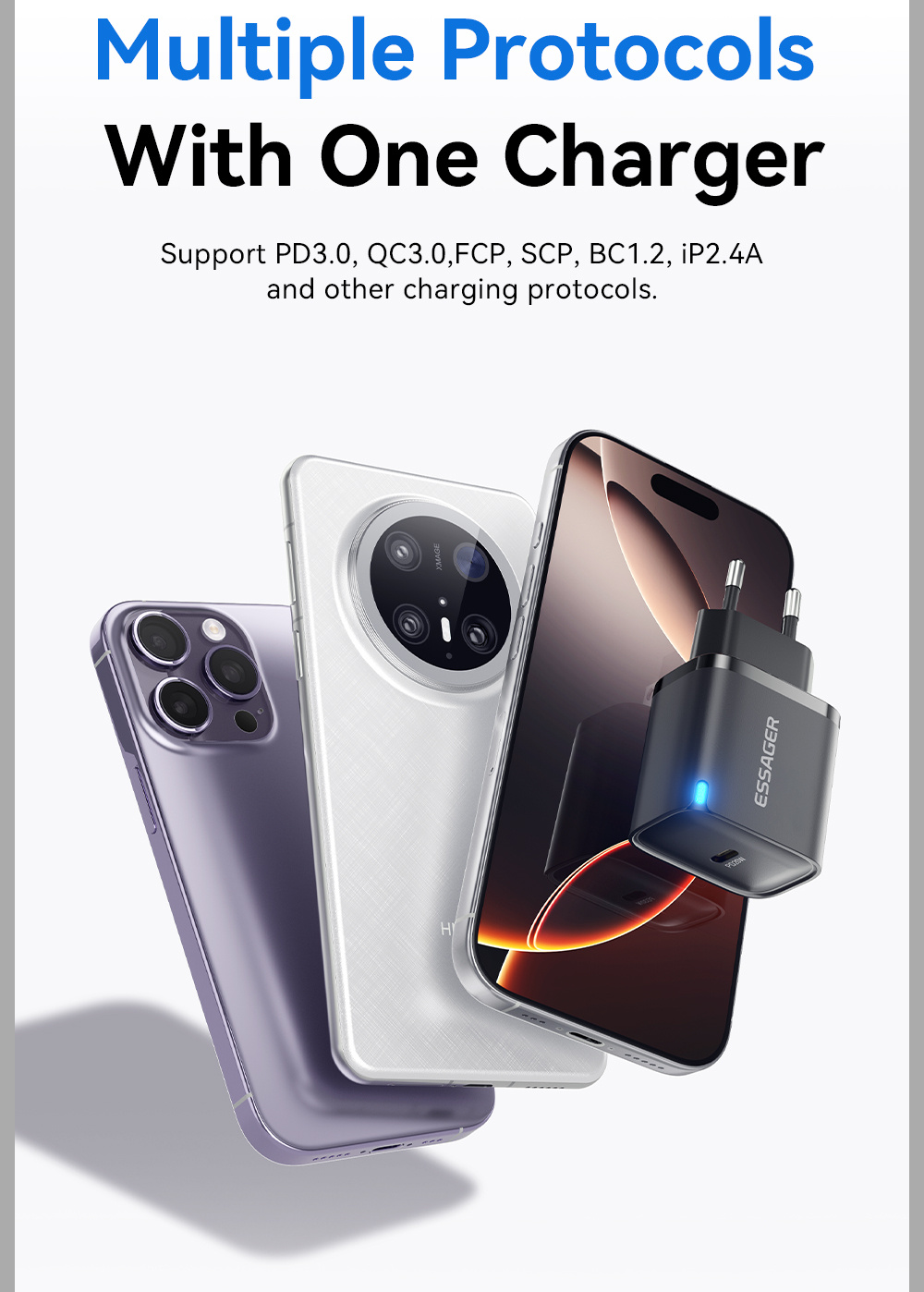ESSAGER ES-CD53 adapter za brzo punjenje s USB-C portom - 20W - bijeli