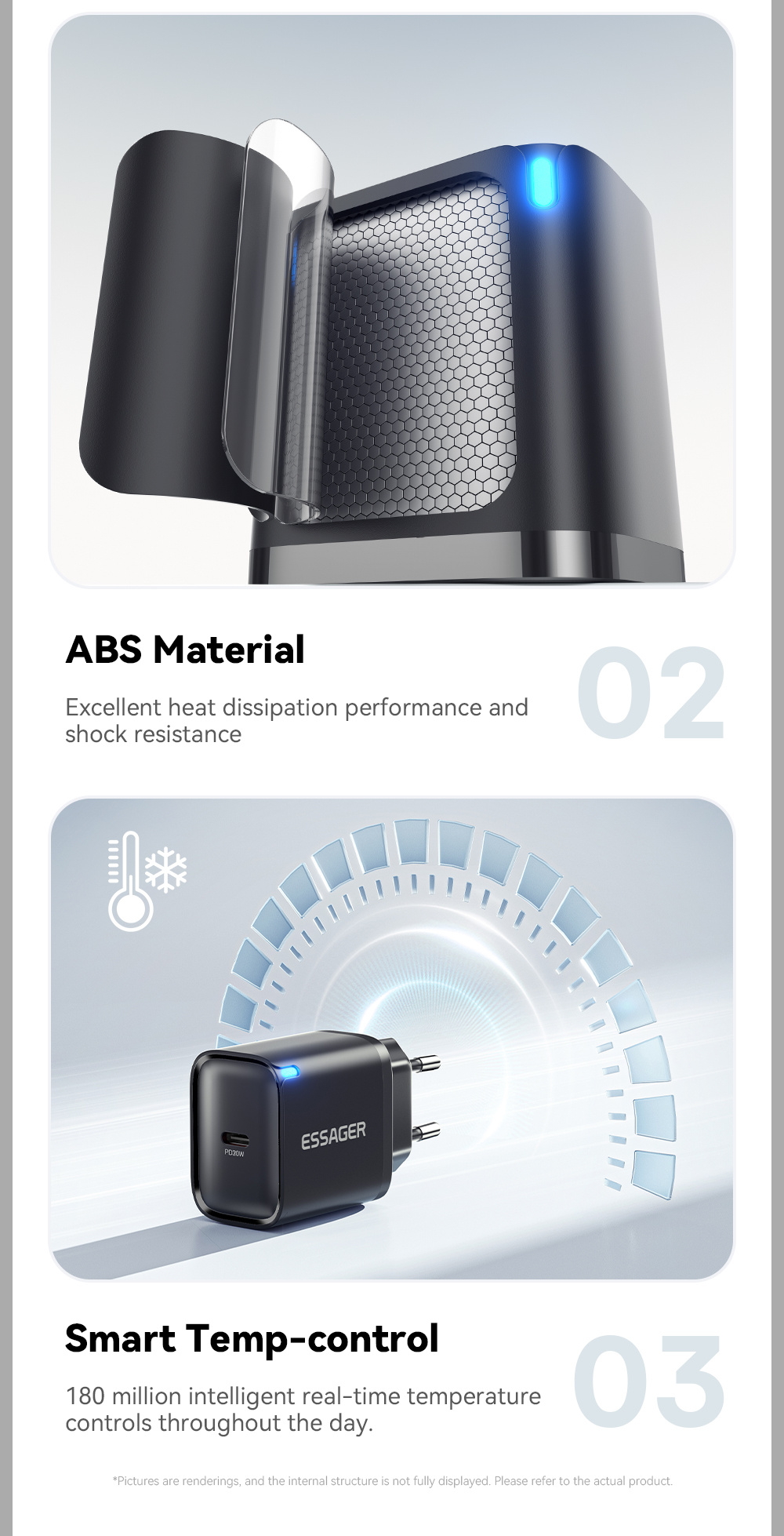 ESSAGER ES-CD53 adapter za brzo punjenje s USB-C portom - 20W - bijeli