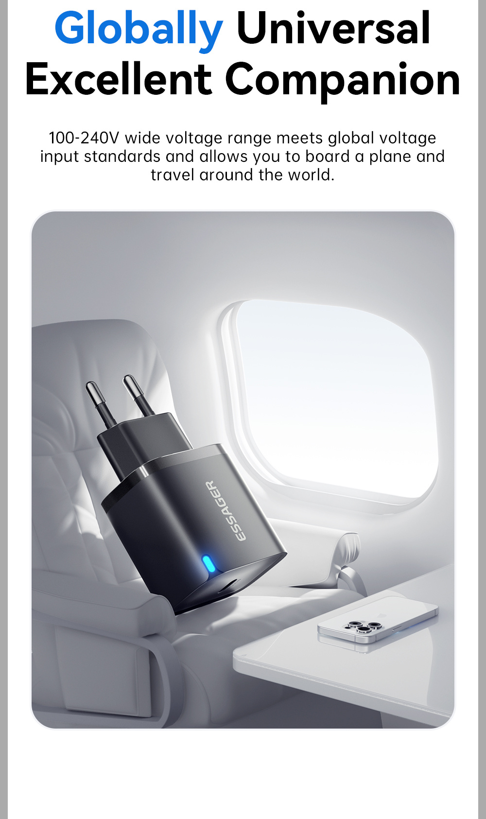 ESSAGER ES-CD53 adapter za brzo punjenje s USB-C portom - 20W - bijeli