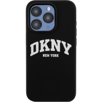 DKNY Arch Logo silikonska maska s MagSafe za iPhone 15 Pro - crna