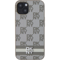 DKNY Maska karo i pruge za iPhone 14 - bež