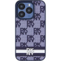 DKNY Checkered Pattern and Stripe maska za iPhone 15 Pro - tamno plava