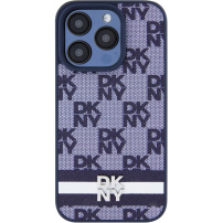 DKNY Checkered Pattern and Stripe maska za iPhone 15 Pro - tamno plava