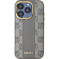 DKNY Maska s kariranim uzorkom MagSafe za iPhone 15 Pro - bež