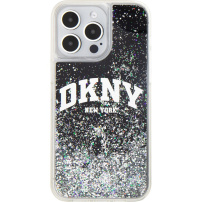 DKNY Liquid Glitter Arch Logo maska za iPhone 15 Pro - crna