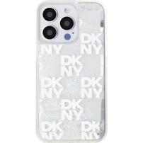DKNY Liquid Glitter Checkered Pattern maska za iPhone 15 Pro - bijela