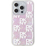 DKNY Liquid Glitter Checkered Pattern maska za iPhone 15 Pro Max - ružičasta