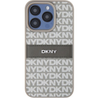 DKNY Repeat Pattern Tonal Stripe maska za iPhone 14 Pro Max - bež