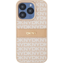 DKNY Repeat Pattern Tonal Stripe maska za iPhone 15 Pro - ružičasta