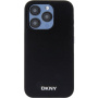 DKNY Silver Metal Logo maska s MagSafe za iPhone 15 Pro - crna