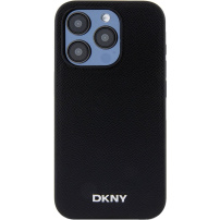 DKNY Silver Metal Logo maska s MagSafe za iPhone 15 Pro - crna