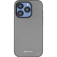 DKNY Silver Metal Logo maska s MagSafe za iPhone 15 Pro - siva