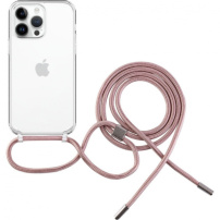 FIXED Pure Neck prozirna maska s uzicom za iPhone 13 Pro - ružičasta