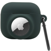 2u1 silikonski zaštitni omot za AirPods 3 / AirTag 1 / 2 - tamno zeleni