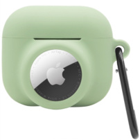 2u1 silikonski zaštitni omot za AirPods 3 / AirTag 1 / 2 - maslinast