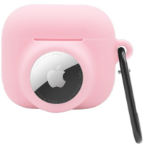 2u1 silikonski zaštitni omot za AirPods 3 / AirTag 1 / 2 - ružičasti