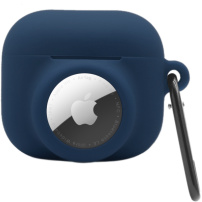 2u1 silikonski zaštitni omot za AirPods 3 / AirTag 1 / 2 - mornarsko plava