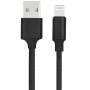 Opleteni kabel za podatke i punjenje s USB-A 2.0 / Lightning za iPhone / iPad / iPod / AirPods - 13 cm - crni