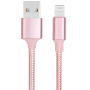 Opleteni kabel za podatke i punjenje s USB-A 2.0 / Lightning za iPhone / iPad / iPod / AirPods - 13 cm - ružičasti