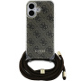 Guess 4G IML Printed Crossbody Case s uzicom za iPhone 16 - smeđa