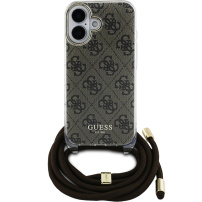 Guess 4G IML Printed Crossbody Case s uzicom za iPhone 16 - smeđa