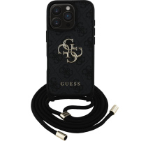 Guess 4G metalna maska s logotipom i uzicom za iPhone 16 Pro - siva