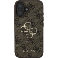 Guess 4G Metal Logo maska za iPhone 16 Plus - braon