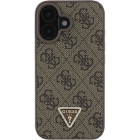 Guess 4G Strass Triangle Metal Logo Cover za iPhone 16 - smeđa