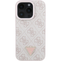 Guess 4G Strass Triangle Metal Logo Cover za iPhone 16 Pro Max - Pink