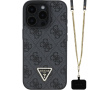Guess 4G Strass Triangle Metalna maska s remenom za iPhone 16 Pro - siva