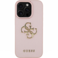 Guess Grained 4G Metal Logo Case za iPhone 16 Pro Max - Pink
