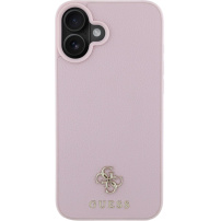 Guess Grained 4G Small Metal Logo Cover s MagSafe za iPhone 16 Plus - Pink